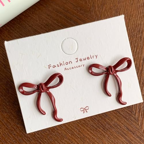 Bow Earrings Red Earrings for Women Dangle Cute Earrings Red Stuff Jewelry Outfits Accessories Gifts for Girls - color: A9:red bow earrings