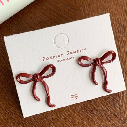 Bow Earrings Red Earrings for Women Dangle Cute Earrings Red Stuff Jewelry Outfits Accessories Gifts for Girls - color: A9:red bow earrings