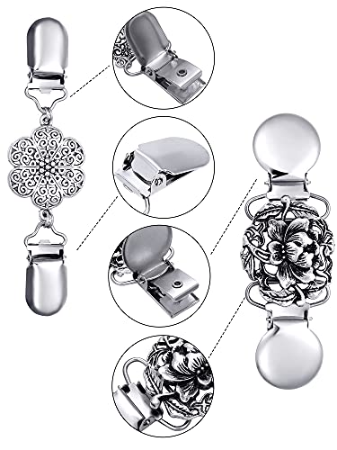 Jetec 4 Pieces Vintage Sweater Shawl Clips Retro Cardigan Collar Dress Shirt Brooch Clips for Women Wearing, 4 Styles - style: Retro