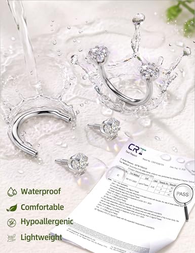 ORAZIO Half Huggie Earrings Jacket Pack for Women Backless Hoop Earring 18G | Hypoallergenic Surgical Steel Arc Hoop Backless No Back Stacks Set Small CZ Screwback Studs Jewelry Gift for Women Men Trendy - color: Silver Plated-Style1 Star