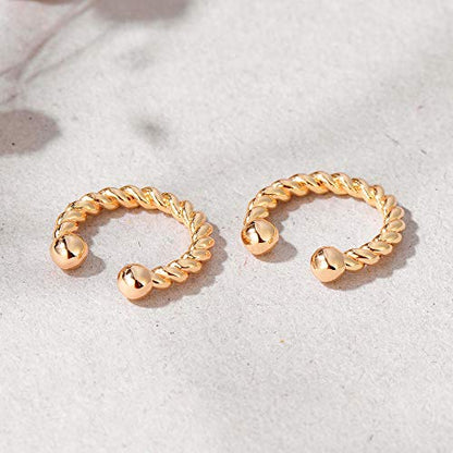 Dainty Gold Ear Cuff Earrings 14K Gold Plated Simple Non Pierced Tiny Ear Cuffs Huggie No Piercing Hoops Ear Cubic Zirconia Cartilage Ear Clip on Wrap Adjustable Fake Earrings