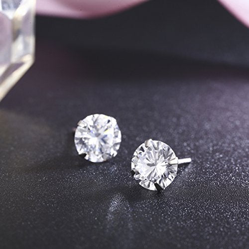 SBLING Platinum Plated Sterling Silver Stud Earrings Made with Austrian Crystals - size: Small Size: 6mm
