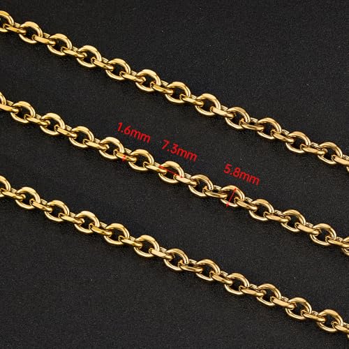 UMAOKANG Gold Cable Chain for Jewelry Making Stainless Steel Bulk Chains | 5 Meters Permanent Jewelry Chains Diamond Cut PVD Gold Plating Link Chain on Spool with Jump Rings Lobster Clasps - color: 1.6 Gold Cable