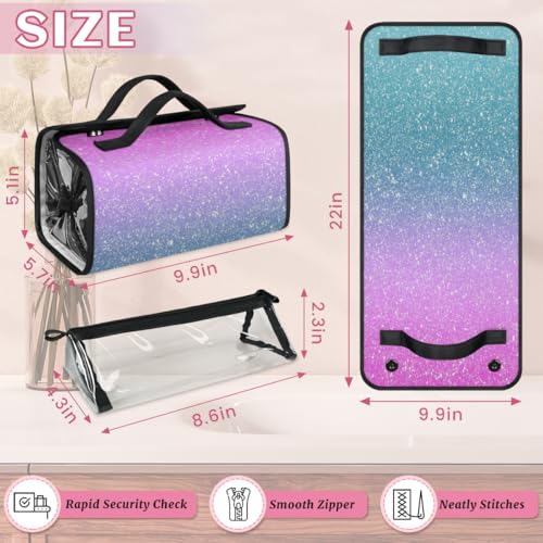 Blue Pik Inch Glitter Star Hanging Roll Up Cosmetic Bag with 4 Removable Storage Bags Waterproof Foldable Toiletry Kit for Women - color: Multicolor 6