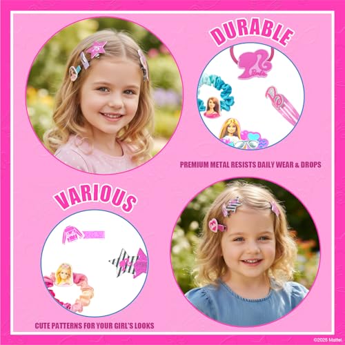 Barbie Hair Accessories Set with Hair Clips, Bows & Scrunchies - color: Barbie