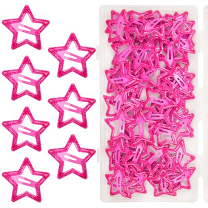 70 Pcs Metal Glitter Snap Hair Clips for Women,Small Snap Barrettes for Women Girls Thick Fine Hair (Rosered) - color: Rosered
