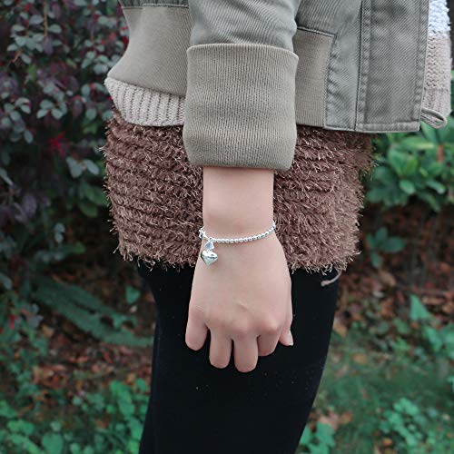 Dankadi New Women's 925 Sterling Silver Bracelet Minimalist 4-6MM Round Bead Chain Solid Silver Bracelet Charm Jewelry Lobster Claw Clasp - style: Silver 4mm18cm