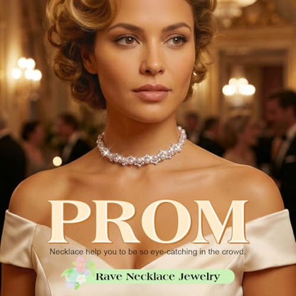 JEAIRTS Pearl Rhinestone Choker Necklace Sparkly Collar Jewelry for Women | Trendy pearls chokers,bling crystal formal prom wedding necklaces
