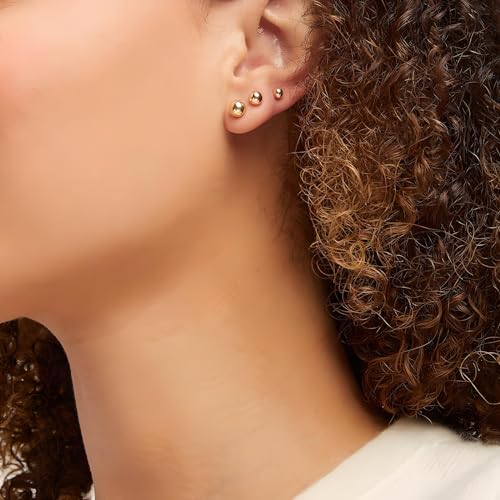 15 Pairs Surgical Steel Ball Stud Earrings Set | Fadeless, PVD Plating, Stainless Steel, Fadeless, Waterproof, High Polish, Hypoallergenic - color: Gold 15Pairs (2-6mm )