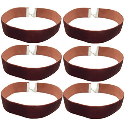Velvet Choker Necklace for Women Goth Halloween Y2K Ribbon Collar Set - color: 2.54cm-12pcs-brown