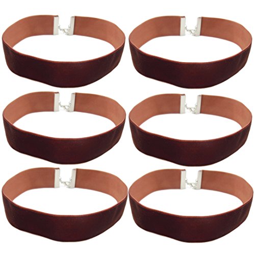 Velvet Choker Necklace for Women Goth Halloween Y2K Ribbon Collar Set - color: 2.54cm-12pcs-brown