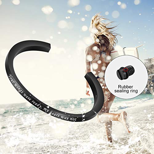 Dletay Urn Bracelet Cremation Bracelet for Ashes Memorial Ashes Bracelet Openable Cuff Bangle Bracelet - color: Your wings-Black