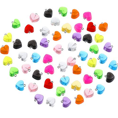 Hicarer 50 Pcs Heart Charms Pendant Colorful Love Heart Candy Keychains Charm Necklace Earring Pendant for DIY Jewelry Crafts Supplies