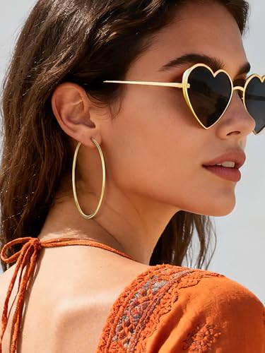 ChicSilver 925 Sterling Silver Hoop Earrings for Women Hypoallergenic, Lightweight Large Gold Plated Silver Hoop Earrings, Endless Hoops Earring 20/30/40/50/60/70MM - color: A. High Polished Gold, size: 70mm