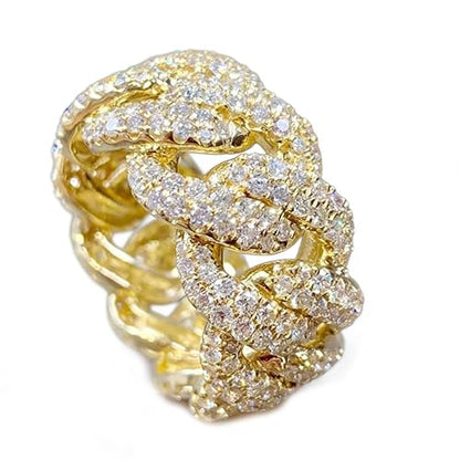 Personalized Fashion Cuban Link Chain Ring 18K Gold Plated Bling CZ Simulated Diamond Hip Hop Ring for Men Women 12 - size: US Code 12