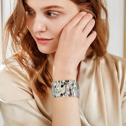 LILIE&WHITE Gold Bangle Bracelet For Women Boho Cuff Bracelet Silver Bangle Bracelet Back To School Bracelet Open Cuff Bracelet Jewelry