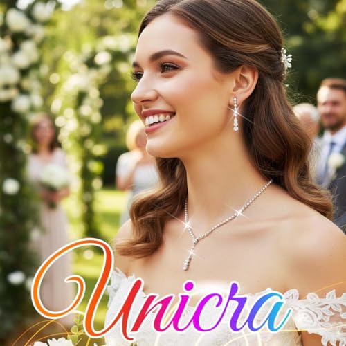 Bride Silver Bridal Necklace Earrings Set Crystal Wedding Jewelry Set Rhinestone Choker Necklace for Women and Brides - color: Silver