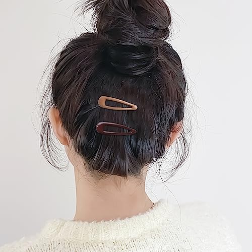 20 PCS Metal Snap Hair Clips Water Drop No Slip Barrettes for Women Bright Small Hair Clips For Thick And Thin Fine Hair,Black Beige Brown,1.97 x 0.5 In. - color: Black Beige Brown