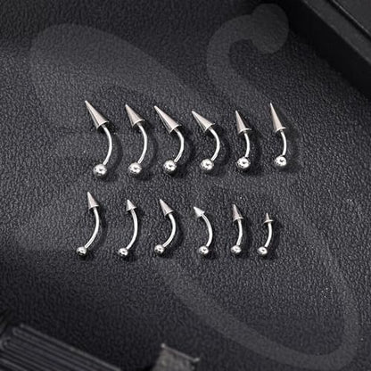 ZS 10Pcs 16G/18G Spike Eyebrow Piercing Jewelry, Internal Thread Curved Barbell Vertical Labret Lip Rings, Spike Tragus Helix Earrings Rook Nose Bridge Rings - color: A:curved barbell, size: 16g,L:8mm