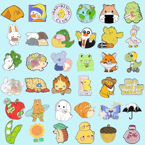 20/60 Mixed Enamel Brooch Bulk Set,Lapel Badges, Cartoon Plant Enamel Pin Sets, Funny Enamel Pins Bulk Set Cool Button Pins Aesthetic Brooch Lapel Pins Anime for Backpacks, Bag, Jacket, Kids, Girls, Festival Present