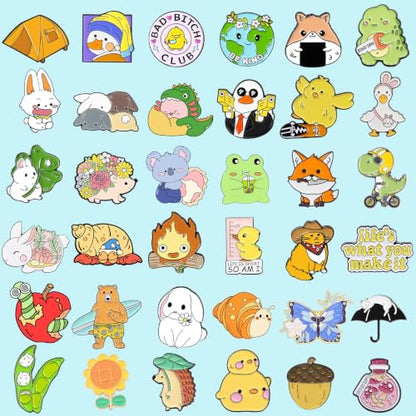20/60 Mixed Enamel Brooch Bulk Set,Lapel Badges, Cartoon Plant Enamel Pin Sets, Funny Enamel Pins Bulk Set Cool Button Pins Aesthetic Brooch Lapel Pins Anime for Backpacks, Bag, Jacket, Kids, Girls, Festival Present