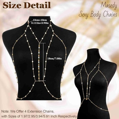 14K Gold Sexy Body Chains for Women Necklace Layered Bikini Bra Chain Crossover Belly Chain Rhinestone Summer Chest Chain Beach Prom Nightclub Body Chain Jewelry - style: Gold I