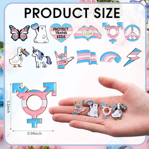Landical 60 Pcs Transgender Pride Pins Bulk LGBTQ Trans Flag Enamel Lapel Pins for Clothes Ties Bags Hats Accessories Stuff