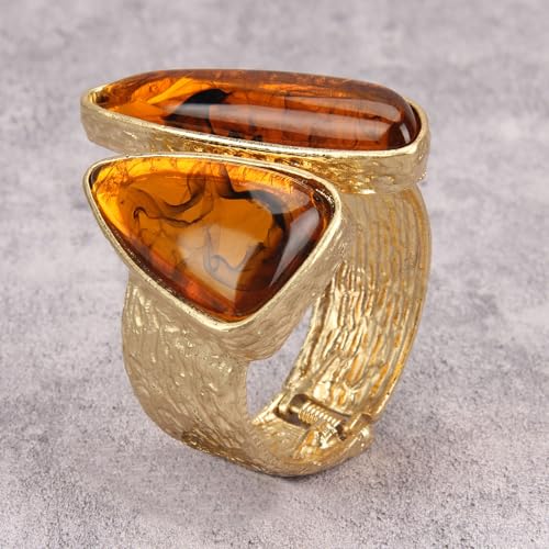 Gold Cuff Bracelet for Women Chunky Bracelet Statement Bracelet | Chunky Bangle Bracelets for Women Silver Beaded Open Bangle Stackable Stretch Bead Bracelet Boho Jewelry Gift for Wife Couple - style: Chunky Bangle Bracelets