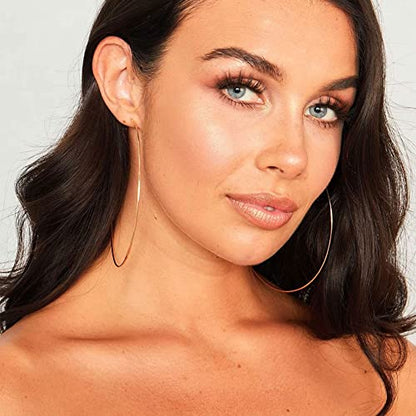 2mm Sterling Silver Big Hoop Earrings For Women - Large Hypoallergenic Circle Endless Thin Oversize Silver Hoops - color: Gold,80mm hoops