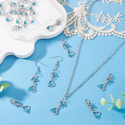 Elecrelive Crystal Heart Charms Rhinestone Heart Pendants Valentine Charms for Necklace Bracelet Earring Wedding Jewelry - color: Deep Sky Blue
