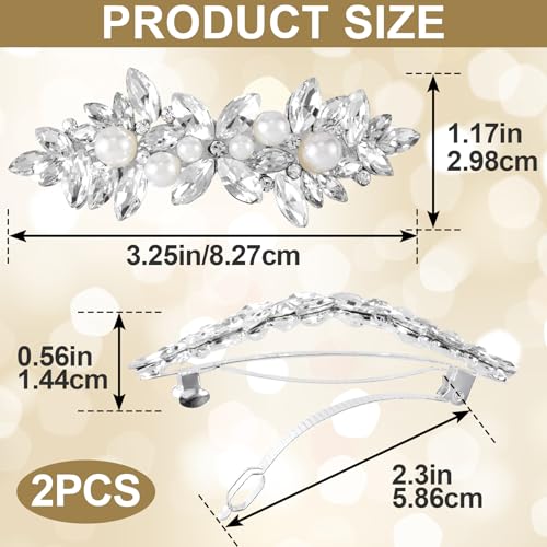 Joez Wonderful 2 Pcs Rhinestone Hair Clips, Silver Bridal Hair Accessories for Women, Sparkly Crystal Hair Pins, Fancy Flower Hair Barrettes for Wedding, Bride (Pearl) - color: Pearl (2pcs)