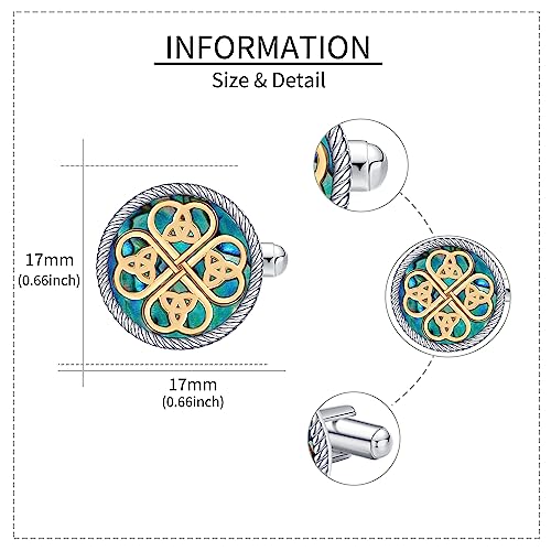 Cufflinks for Men Sterling Silver Abalone Shell Tuxedo Shirt Cuff Links Jewelry for Men Father Business Groomsmen - style: clover