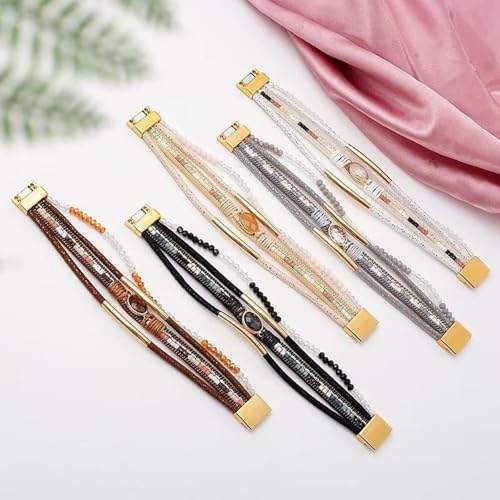 Bangle Styles Crystals Bead for Women Multiple Layer Stackable Jewelry Gift - color: G
