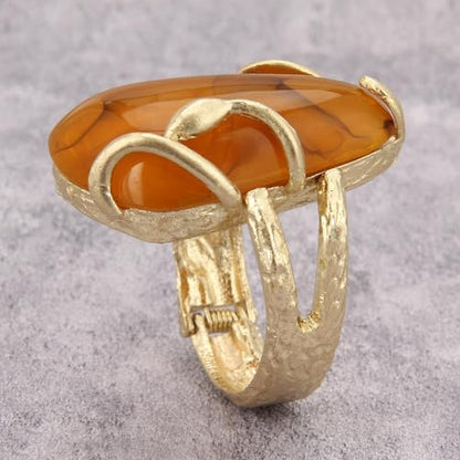 Gold Cuff Bracelet for Women Chunky Bracelet Statement Bracelet | Chunky Bangle Bracelets for Women Silver Beaded Open Bangle Stackable Stretch Bead Bracelet Boho Jewelry Gift for Wife Couple - style: Chunky Gold Bracelets