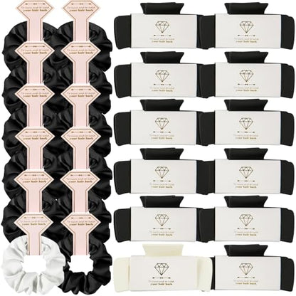 Bridesmaid Scrunchies Proposal Gifts 4.1 Inch Square Set of 8 Bachelorette Hair Claw Clips ideas Bridal Shower Gift for Wedding Party Favors (24pcs White&Black) - color: 24pcs White&Black