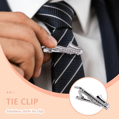 Mens Tie Clips for Husband Dad Boyfriend Birthday Christmas Gifts for Men Novetly Tie Clip for Skinny Ties Bar Clip - style: saxophone
