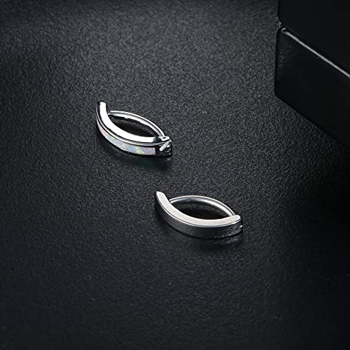 2Pcs 14G Clicker Belly Button Ring for Women Surgical Steel CZ Opal Belly Ring Simple Reverse Navel Rings Body Jewelry - color: Silver Opal, size: 12MM