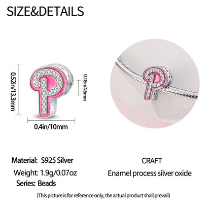925 Sterling Silver Letter Charms Fits Pandora Bracelets Alphabet AZ Bead Charm for Bracelets Necklace with 5A Cubic Zirconia for Women Birthday Ceremony DIY Jewelry Gift - style: P