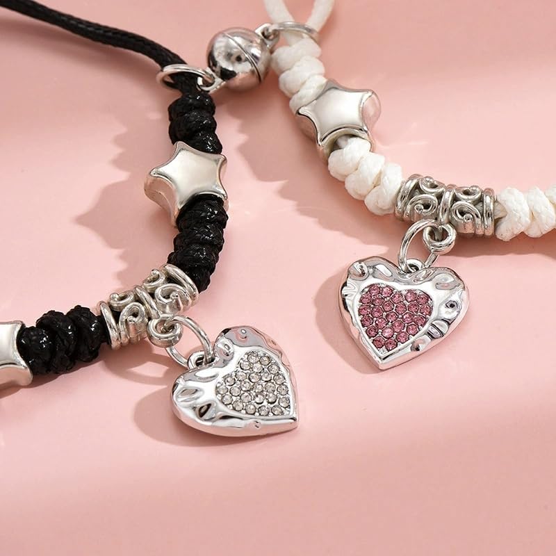 Matching Bracelets for Girlfriend Boyfriend, Couples Bracelets for Her Him, Matching Bracelet for Couples, Friendship Bracelets for Best Friends, Christmas Birthday Valentines Gifts for Women Men - style: Heart