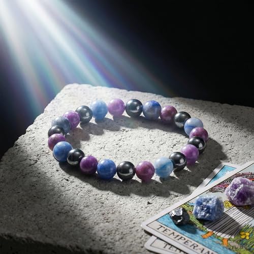 Bivei Protection Crystal Healing Bracelet | 8MM Strength Bracelet Spiritual Stretch Beaded Jewelry for Women Men Gift - color: Quit Alcohol, size: Medium 6.8-7.3 inch
