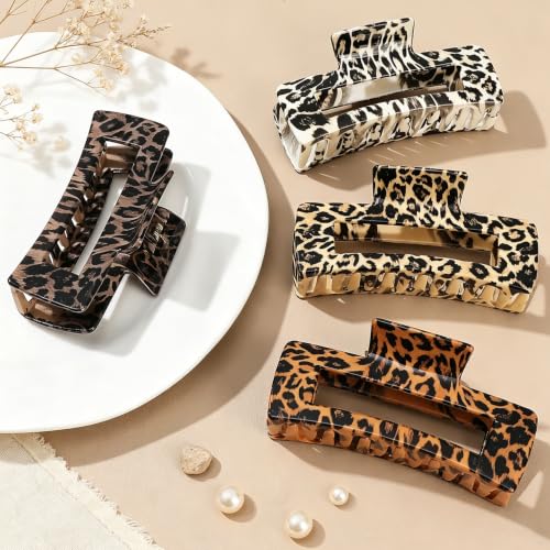 laxizar 4 Pcs Hair Clips 4.1 Inch Claw Clips Leopard Hair Accessories - color: leopard print 2