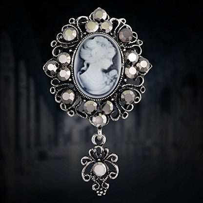 JJTZX Victorian Black Velvet Lace Choker Gothic Lady Cameo Necklace Gift for Her - style: Cameo brooch 1