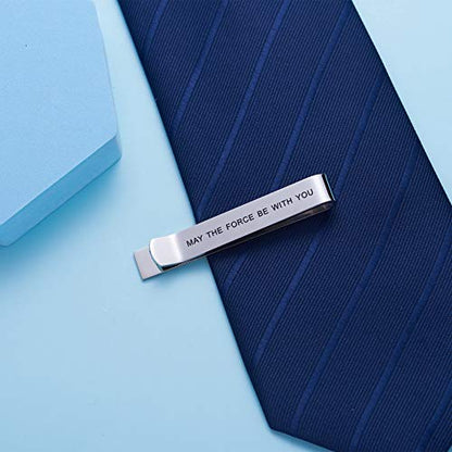 LParkin Premium Stainless Steel Tie Clip for Men & Women - Polished Finish, Secure Hold, Classic Accessory & Unique Gift - style: May The Force Be with You