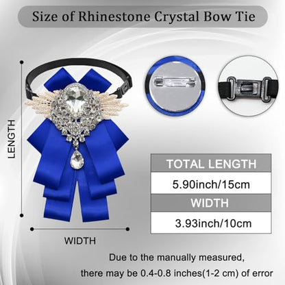 Big Rhinestone Bow Ties，Bowtie Pre-Tied Bowties Men Women | Suit for tuxedo party wedding - color: Royal Blue