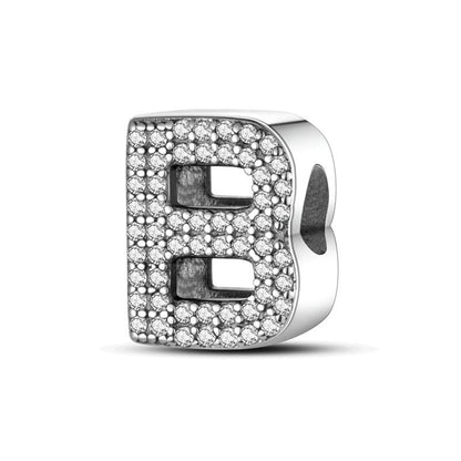 A-Z Alphabet Letter Name Initial Tag Personalized Monogram Surname Birthday Bead Pendant 925 Sterling Silver Dangle Compatible With Pandora Moments Charm Bracelet - style: B Letter Initial Name Alphabet