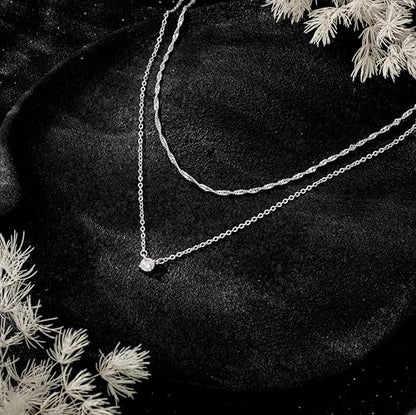 CHESKY Layered Silver Necklace for Women Trendy,Dainty Silver Plated Stackable Charm Necklace Layering Paperclip Tennis Rope Chain CZ Pendant Jewelry Set Gifts - style: CZ-wave