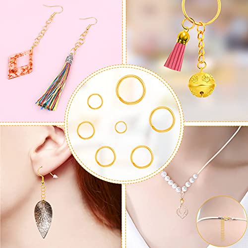 Paxcoo Gold Jump Rings for Jewelry Making - 1500Pcs Necklace Repair Kit With Supplies and Pliers for Bangle Charms, Earrings and Nail Piercing - color: Gold