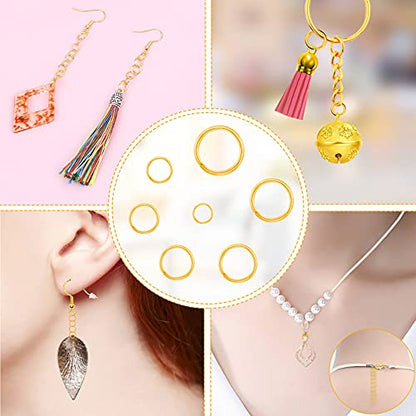 Paxcoo Gold Jump Rings for Jewelry Making - 1500Pcs Necklace Repair Kit With Supplies and Pliers for Bangle Charms, Earrings and Nail Piercing - color: Gold