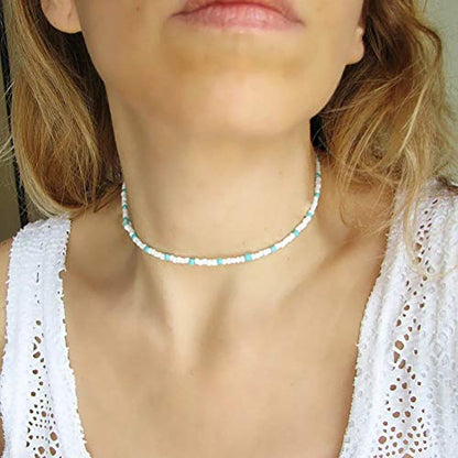 4-12 Pieces Beaded Choker Necklaces for Women Boho Seed Bead Choker Set Hawaiian Handmade Turquoise Beach Beads Necklace Chain Jewelry - style: Style 6