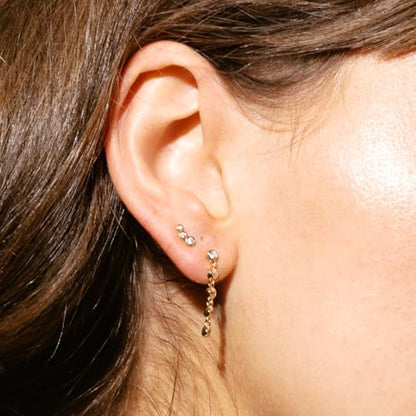 Made By Mary CZ Poppy Climber Stud Earrings – Bezel-Set Cubic Zirconia Ear Climber Earrings for Women | Minimalist Dainty Stud Earrings | Everyday Sparkle Jewelry | Elegant Earring Gift | Gold Vermeil | 6.5mm